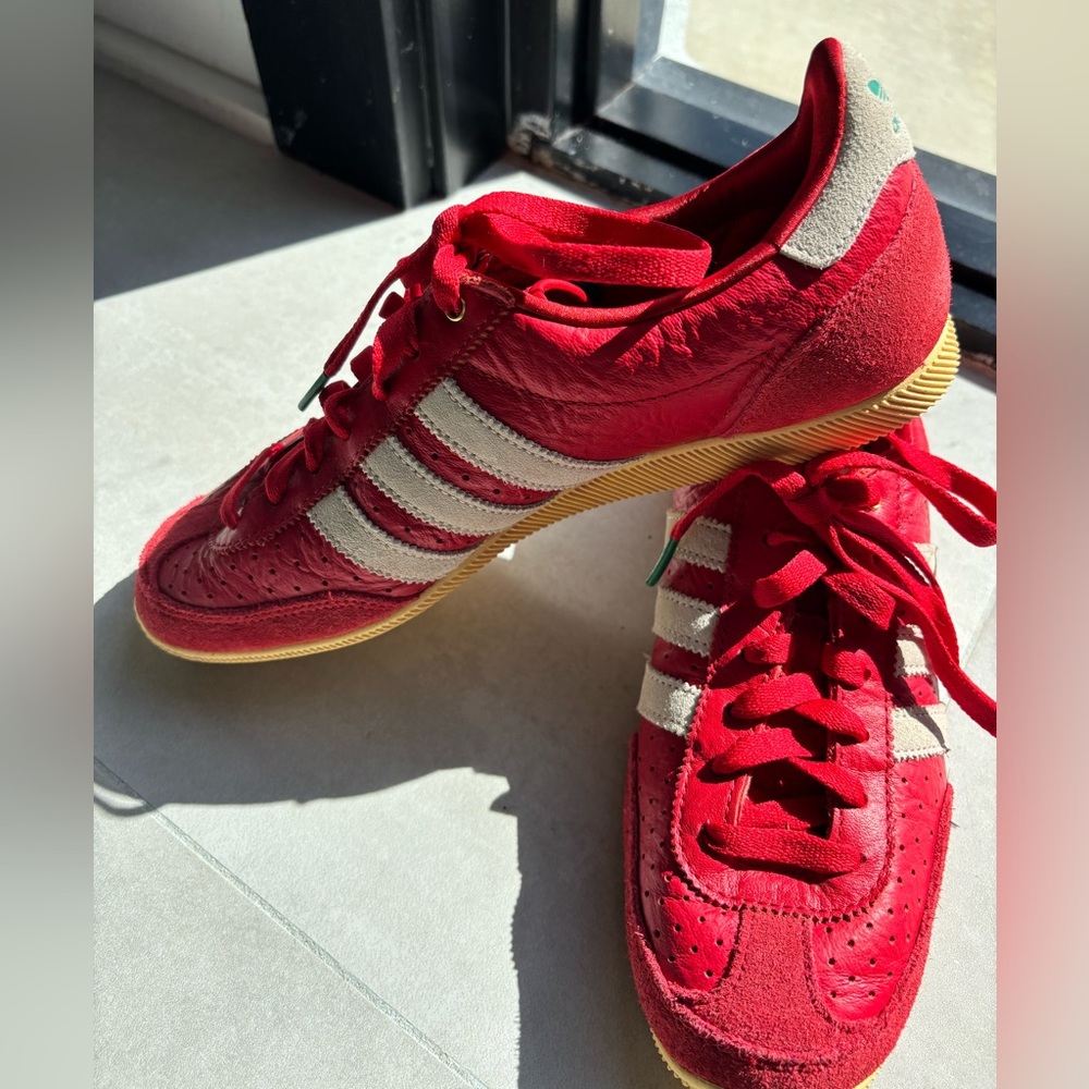 Adidas Red Trainers with Cream Accents